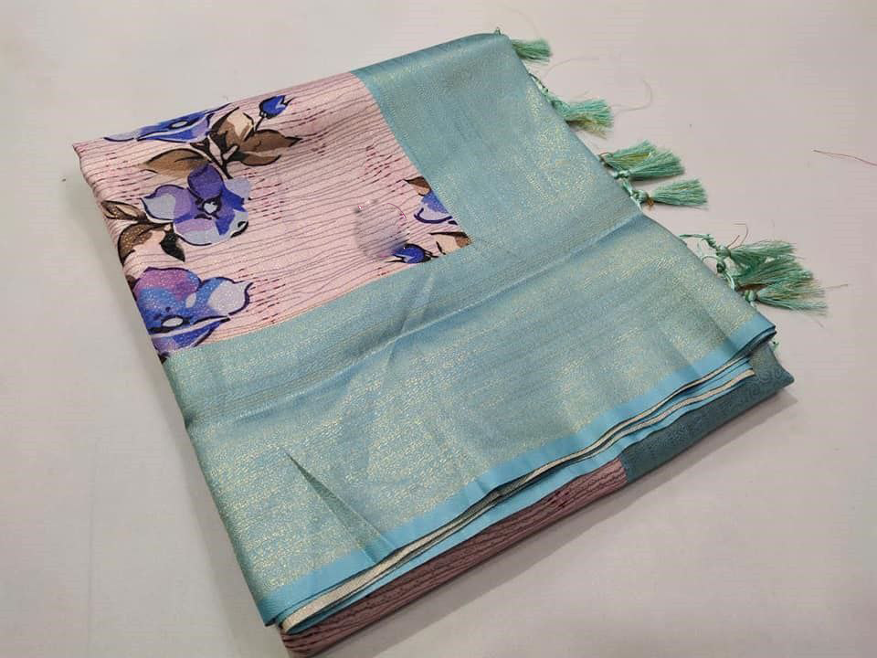 Indian Pure Desi Digital Print  Soft Silk Kalamkari Saree