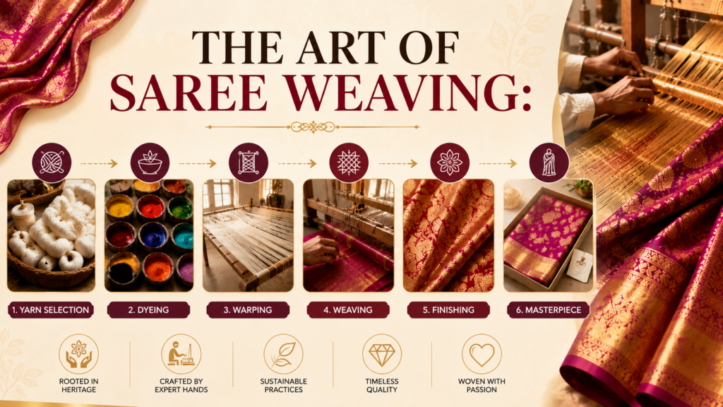 The Art of Saree Weaving: From Yarn to Masterpiece