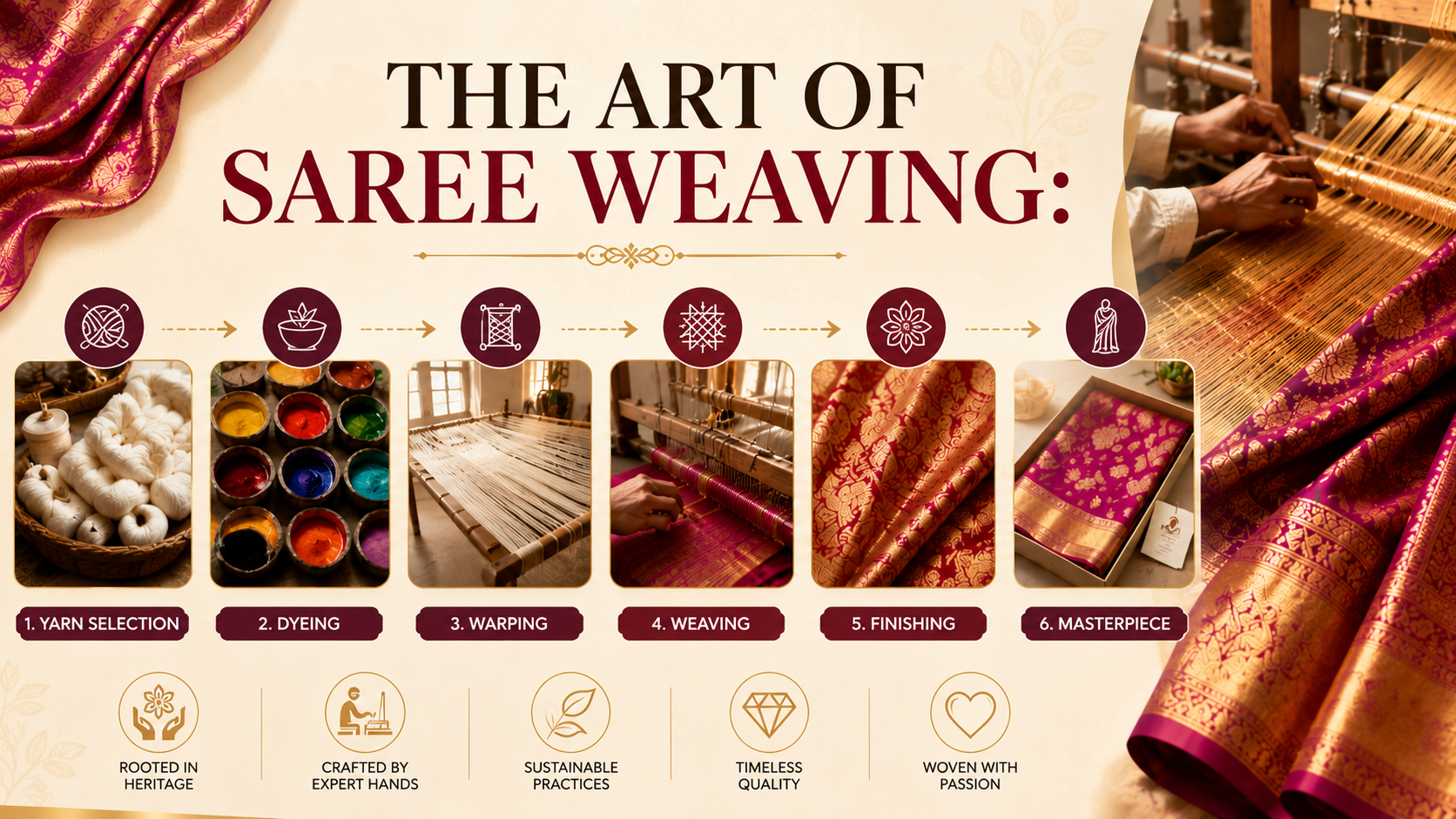 The Art of Saree Weaving: From Yarn to Masterpiece