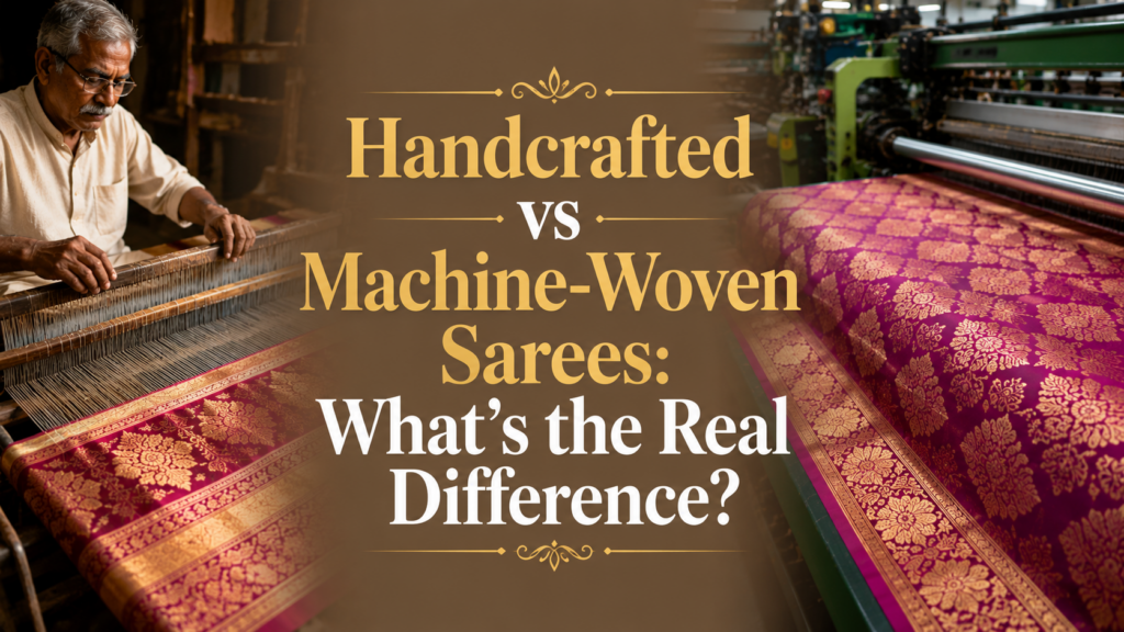 7 Important Differences Between Handcrafted and Machine-Woven Sarees