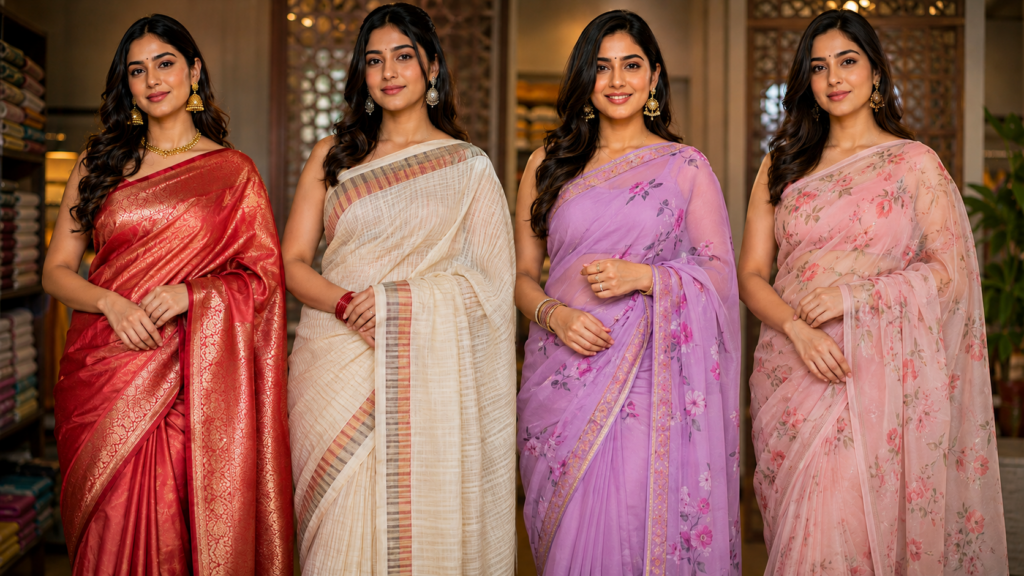 Silk Cotton Georgette or Chiffon Which Saree Fabric Is Right for You